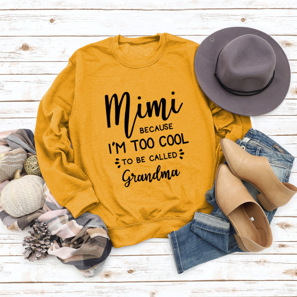 MIMI BECAUSE I'M Letter Fashion Damen Langarmshirt Rundhalspullover
