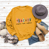 TEACHER Crayons Kids Round Neck Letters Fashion Bottoming Long-sleeved Sweater Women