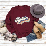 Auntie Letters Loose Bottoming Round Neck Fashion Ladies Long Sleeve Sweater