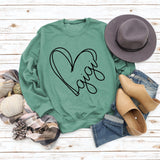 Herbst und Winter Damen Top Buchstabe Gigi Herz Print Langarm Sweatshirt