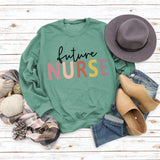 Sweat-shirt décontracté à imprimé lettre Future Nurse pour femmes