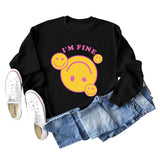 I'M FINE Smiley Letter Print New Long-sleeved Women's Sweater