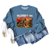Pull ample à manches longues pour femmes, chemise ample avec lettres imprimées de ville d'halloween, nouvelle collection