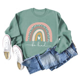 Be Kind – Großer Pullover für Damen mit Rundhalsausschnitt und langen Ärmeln und Regenbogen-Print