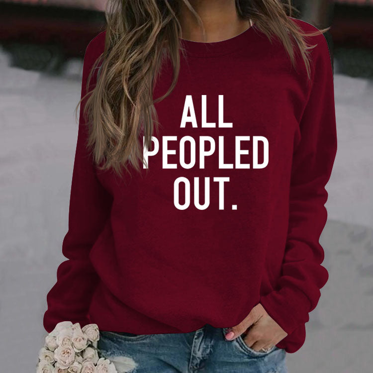 ALL PEOPLED OUT Modisches, lockeres, übergroßes Sweatshirt mit Rundhalsausschnitt und langen Ärmeln