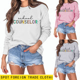 SCHOOL COUNSELOR Pullover für Mädchen mit Leoparden-/Buchstabendruck, Rundhalsausschnitt, lockerer Langarm, Übergröße