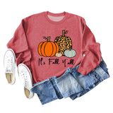 It's Fall Y'all Leopard Print Letter Print Round Neck Loose Fashion Long Sleeve Sweater
