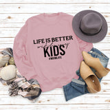 Life Is Better with Crewneck Loose Bottomed Long-sleeved Sweatshirt Woman