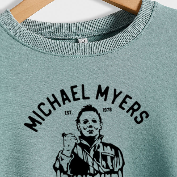 Michael Myers Herbst und Winter Bottoming Rundhals Buchstaben Druck Langarm Lose Pullover