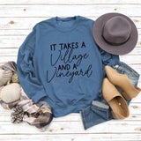 IT Takes A Village Letters Casual Spot Women's Sweatshirt Round Neck Long Sleeve Shirt