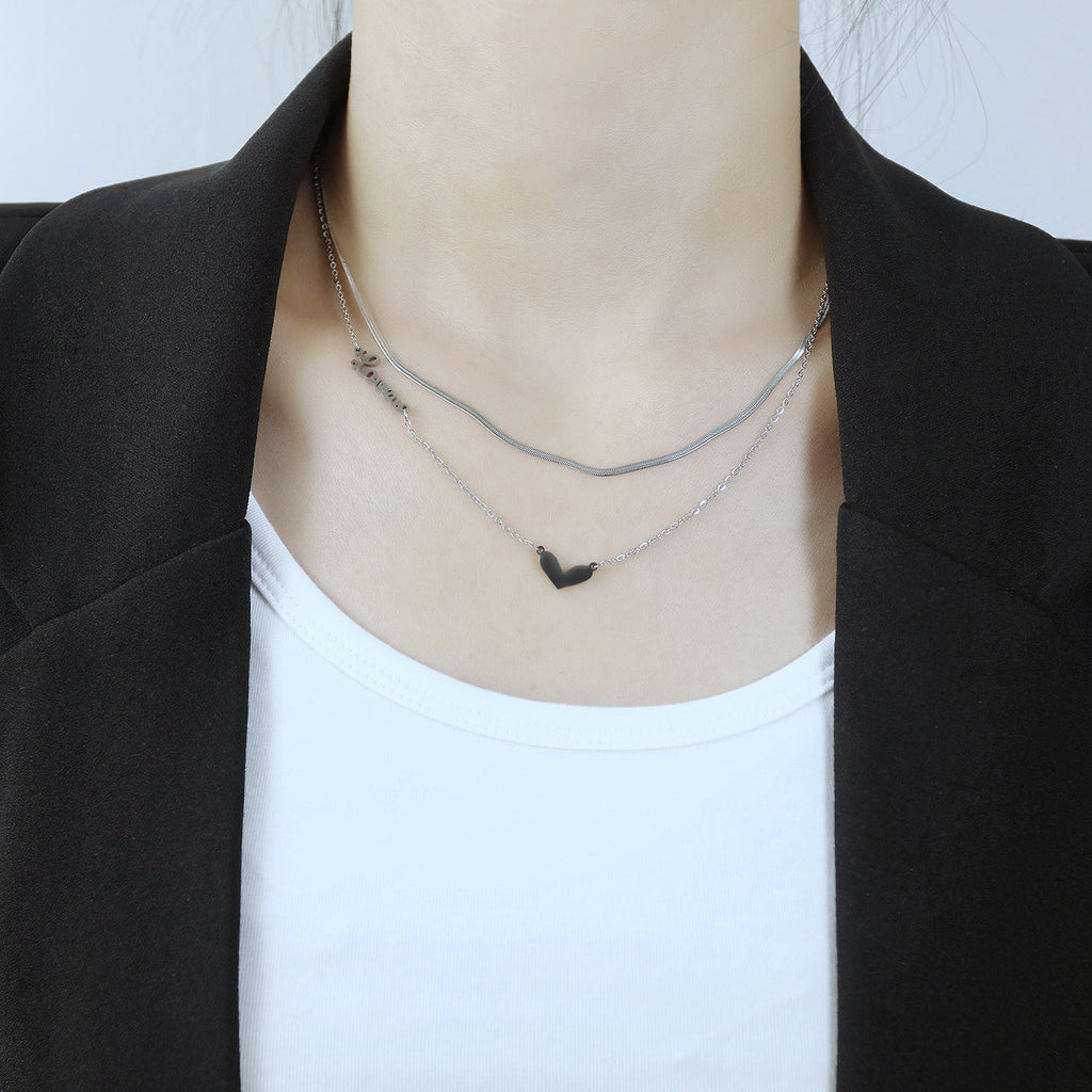 NEHZUS – pendentif d'amour classique et créatif, avec Double couche en acier inoxydable, nouveau collier pour dames