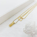 NEHZUS JewelrySimple Small Multitude of Stacking Titanium Steel Necklace Square Long Double Layer Autumn and Winter Jumper Chain