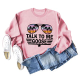 TALK TO ME GOOSE Lockerer Pullover mit Buchstabenmuster und langen Ärmeln und Rundhalsausschnitt