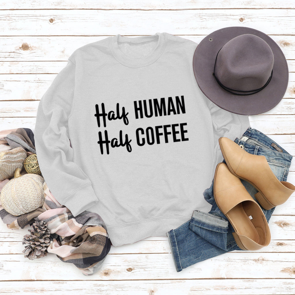 Half Human Half Coffee Round Neck Loose Long-sleeved Large Size Sweater