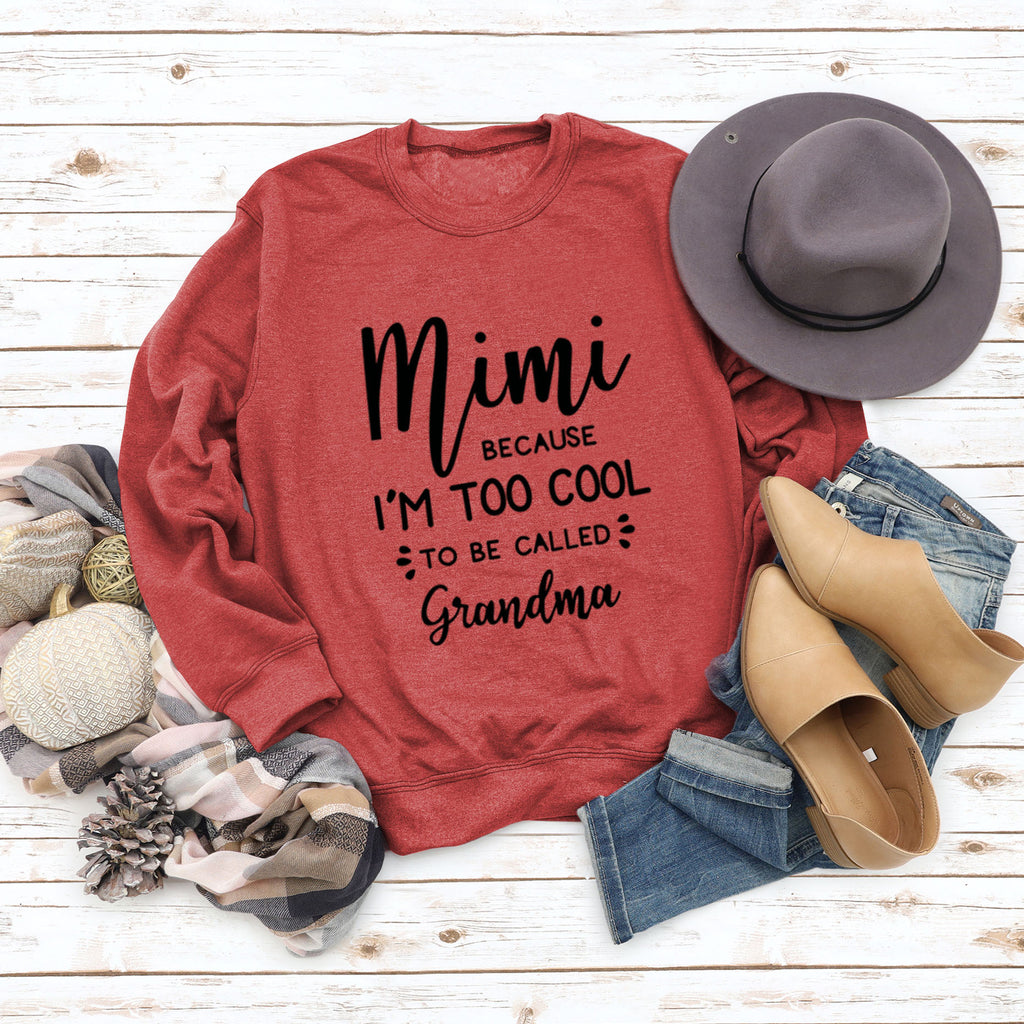 MIMI BECAUSE I'M Letter Fashion Damen Langarmshirt Rundhalspullover