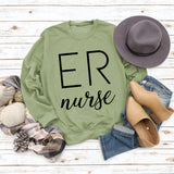 ER Nurse Round Neck Fashion Letter Tops Long Sleeve Women's Print Loose Sweatshirt