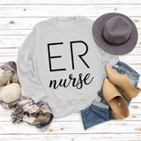 ER Nurse Round Neck Fashion Letter Tops Long Sleeve Women's Print Loose Sweatshirt