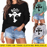 BOO Ghost Letter Printing Rundhals Herbst und Winter Bottoming Langarm Pullover in Übergröße