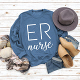 ER Nurse Round Neck Fashion Letter Tops Long Sleeve Women's Print Loose Sweatshirt