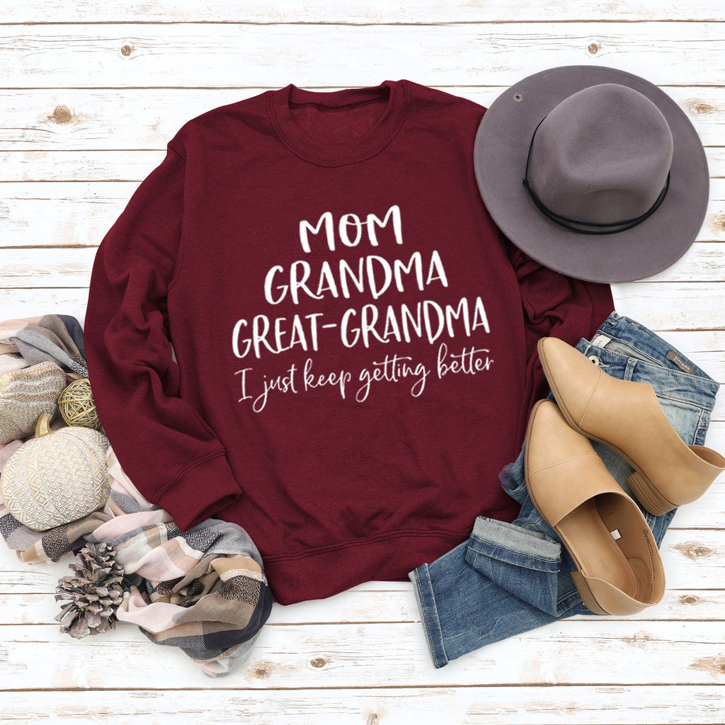Langarm T-shirt MAMA OMA GROßE BUCHSTABEN AW OVERSIZE PULLOVER