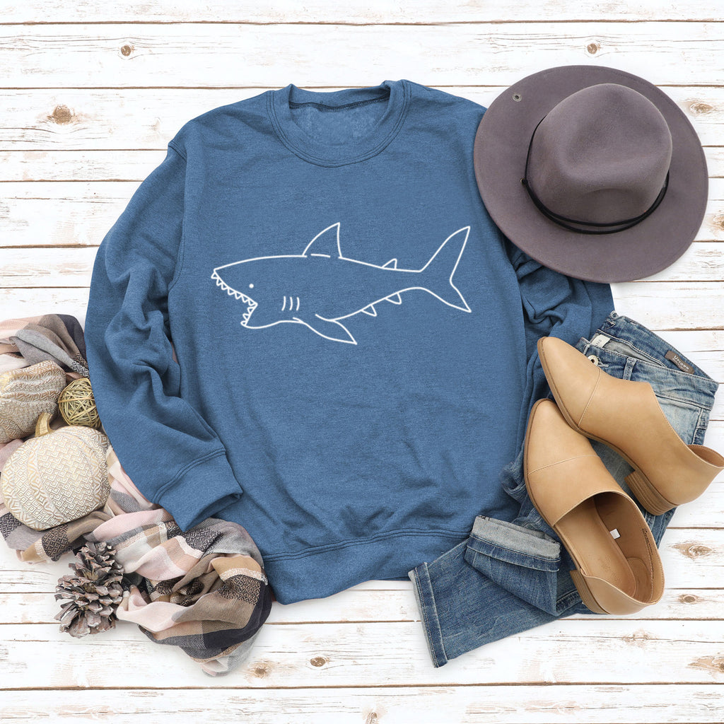 Rundhals Herbst und Winter Damen Tops Shark Print Casual Langarm Sweatshirt