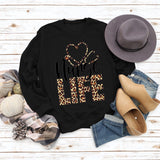 Sweat-shirt ample à manches longues et col rond pour femme, haut avec lettres, Nunse Life