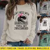 NE PAS MESSER AVEC Lettre Col Rond Lâche Manches Longues Grande Taille Pull Fille