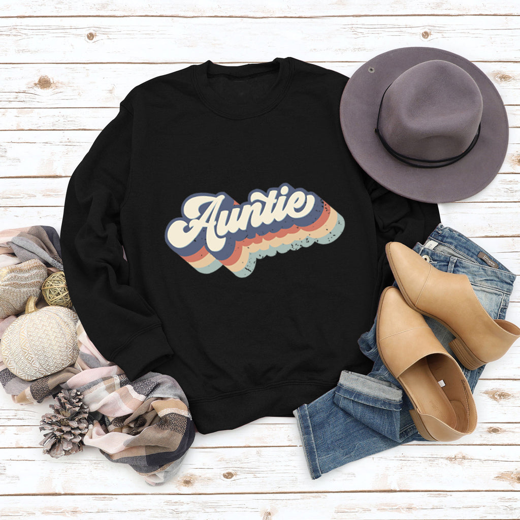 Auntie Letters Loose Bottoming Round Neck Fashion Ladies Long Sleeve Sweater