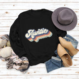 Auntie Letters Loose Bottoming Round Neck Fashion Ladies Long Sleeve Sweater