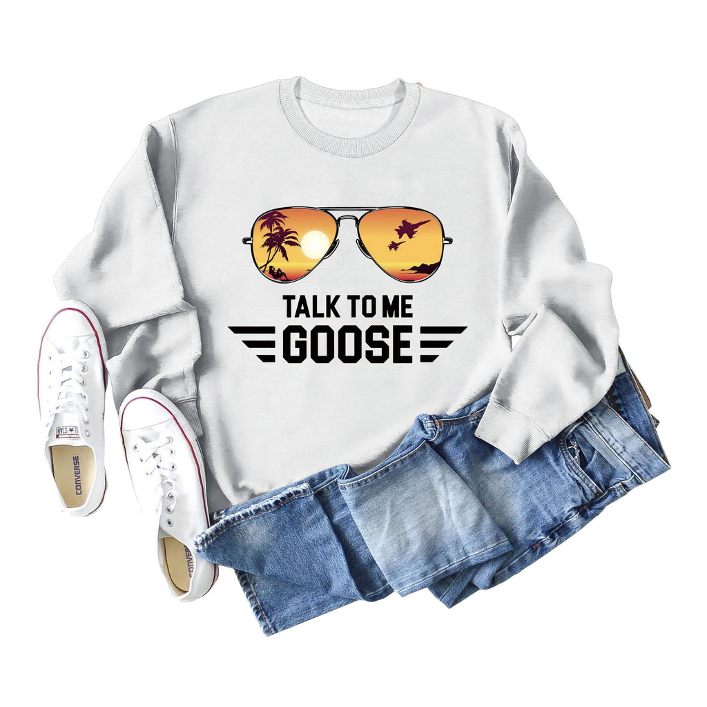 Talk Me Goose Round Neck Fashion Long Sleeve Loose Large Size Sweater