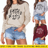 Plain Lady Fashion Women's Round Neck Printed Bottomed Long Sleeved Shirt Large Sweater