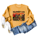 Pull ample à manches longues pour femmes, chemise ample avec lettres imprimées de ville d'halloween, nouvelle collection