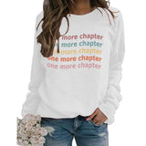 Sweat-shirt ample à manches longues et col rond pour femme, imprimé One More