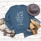 Pull surdimensionné à manches longues, ample et décontracté, imprimé de lettres de papillon et de fleurs sauvages, automne et hiver