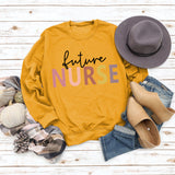Sweat-shirt décontracté à imprimé lettre Future Nurse pour femmes