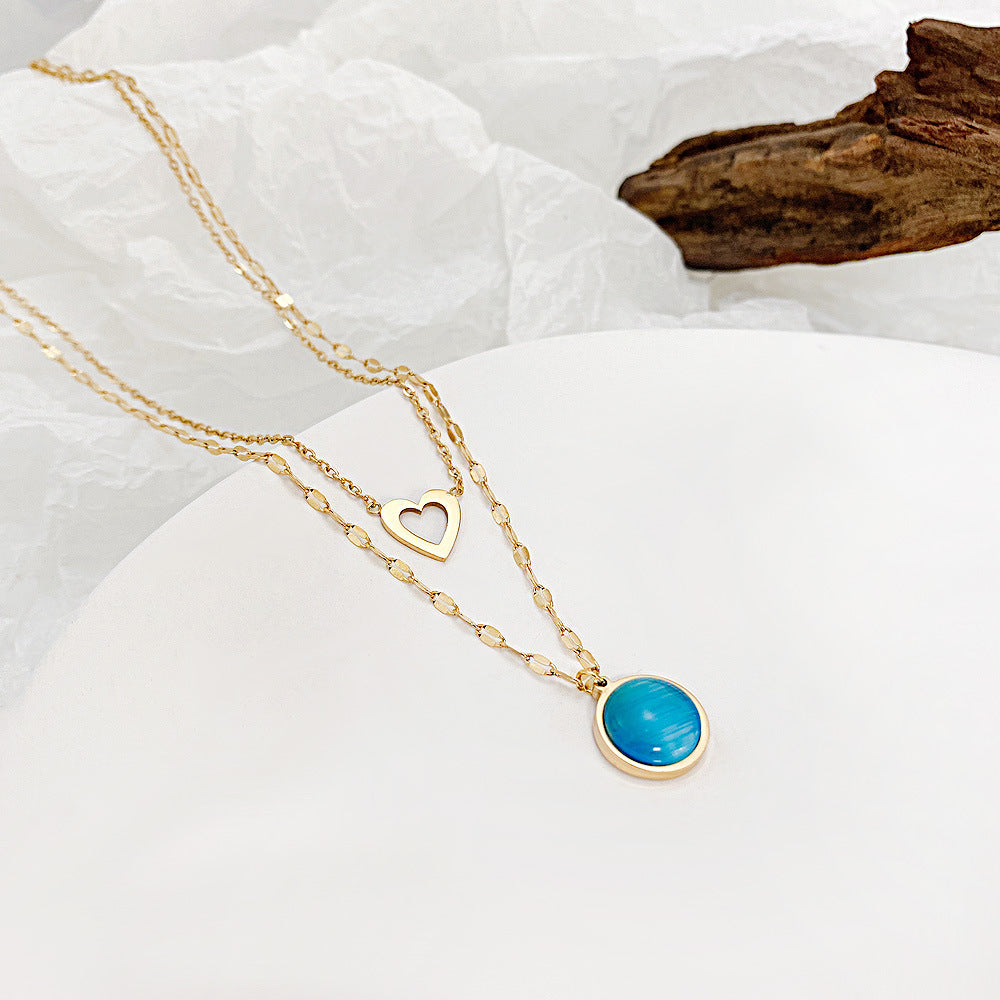 Collier multicouche en acier et titane pour femme, chaîne Vintage, pompon, centaines de cristaux, chaîne de clavicule, tendance