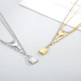 Collier pendentif clé et serrure, bijoux en acier inoxydable pour femmes