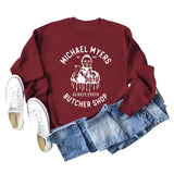 Michael Myers Autumn and Winter Bottoming Round Neck Letter Printing Long Sleeve Loose Sweater