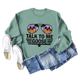 TALK TO ME GOOSE Lockerer Pullover mit Buchstabenmuster und langen Ärmeln und Rundhalsausschnitt
