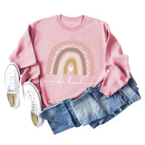 Be Kind – Großer Pullover für Damen mit Rundhalsausschnitt und langen Ärmeln und Regenbogen-Print