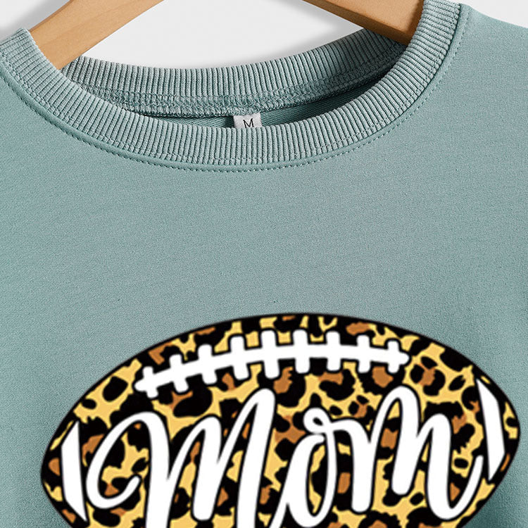 Mom Baseball Leopard Print Women's Bottomed Long Sleeve Loose Casual Sweater