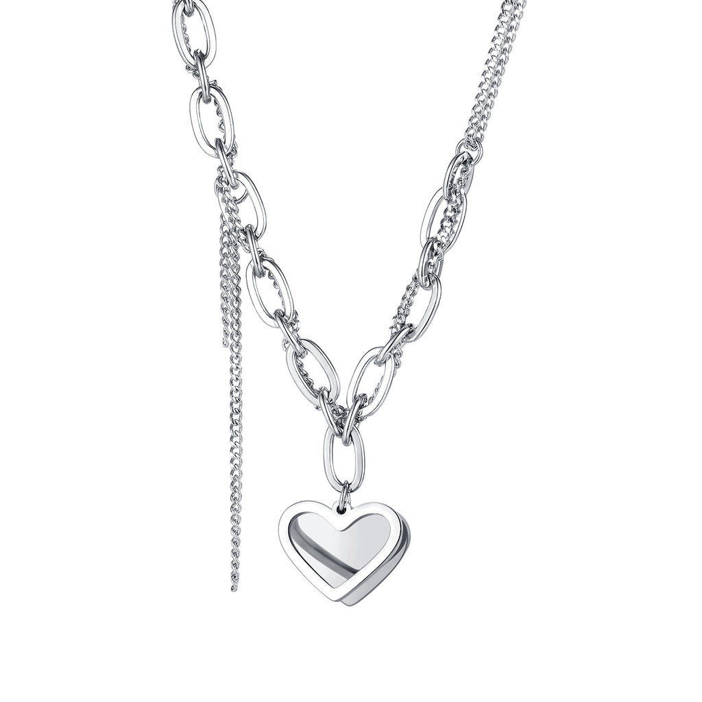 NEHZUS Bijoux Hip Hop Niche Design Girly Love Collier en acier inoxydable avec pompon