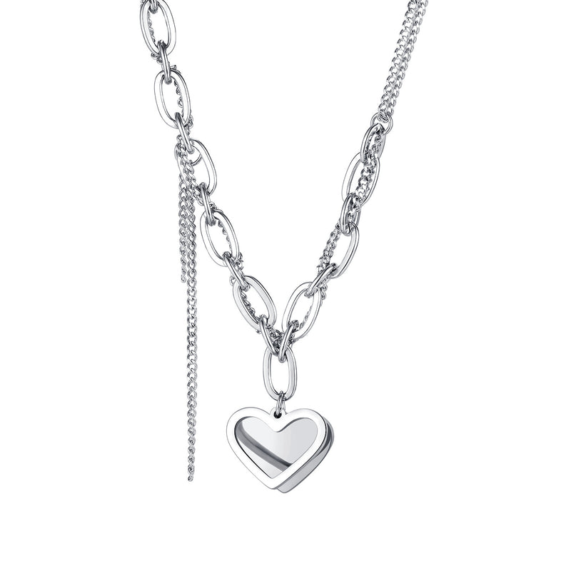 NEHZUS Bijoux Hip Hop Niche Design Girly Love Collier en acier inoxydable avec pompon