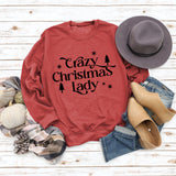 Round Neck Letter Tops Long Sleeve Crazy Christmas Women's Sweatshirt