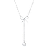 Girl's Heart Bow Necklace with Pearl Pendant Choker Necklace