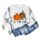 It's Fall Y'all Leopard Print Letter Print Round Neck Loose Fashion Long Sleeve Sweater