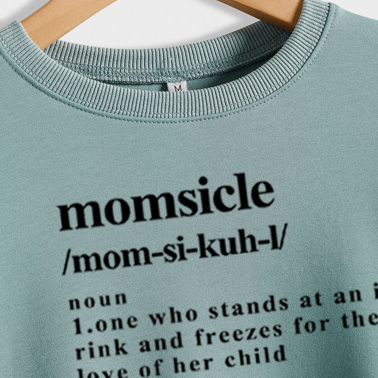 Momsicle Modischer Rundhalspullover mit Aufdruck in Übergröße für Damen, langärmelig, lockerer Aufdruck