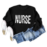 Krankenschwester Wehen Lieferung Rundhals Buchstabendruck Locker Großer Langarmpullover