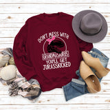 NE PAS MESSER AVEC Lettre Col Rond Lâche Manches Longues Grande Taille Pull Fille