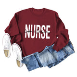 Krankenschwester Wehen Lieferung Rundhals Buchstabendruck Locker Großer Langarmpullover